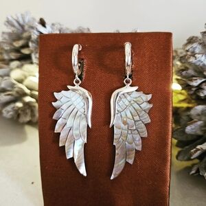 Abalone Shell Angel Sterling Silver Winged Earrings